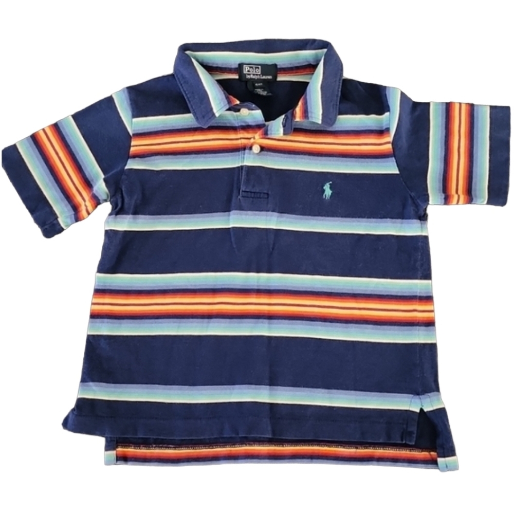 VINTAGE POLO RALPH LAUREN Rainbow Striped Polo Shirt Boys 4T Retro Stripes - Picture 9 of 10